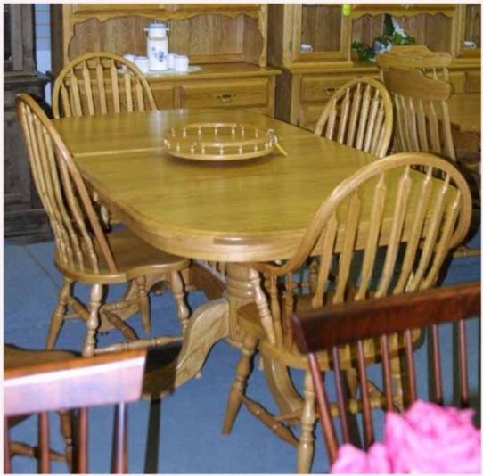 Oak Mennonite Pedestal Table & Chairs Mennonite Furniture Ontario at Lloyd's Furniture Gallery in Schomberg