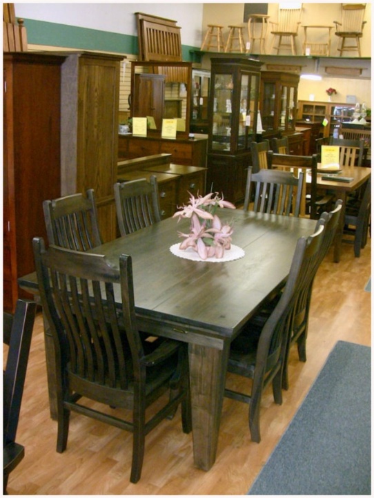Wormy Maple Harvest Table w/ Tapered Legs & Dickson Mission Chairs Mennonite Furniture Ontario at Lloyd's Furniture Gallery in Schomberg