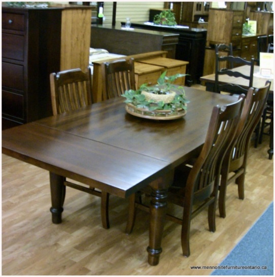 Wormy Maple Harvest Table w/ Turned Legs & Dickson Mission Chairs Mennonite Furniture Ontario at Lloyd's Furniture Gallery in Schomberg