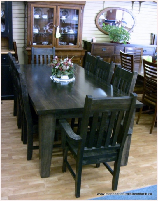 Wormy Maple Mennonite Table with Wormy Maple Slat Back Chairs Mennonite Furniture Ontario at Lloyd's Furniture Gallery in Schomberg