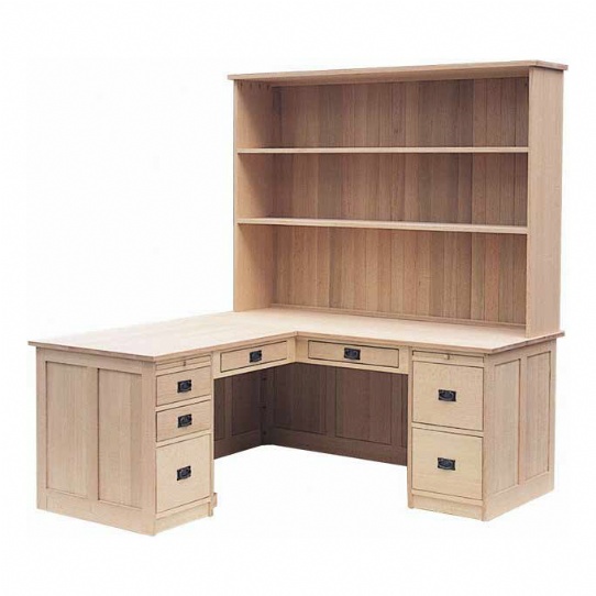 Mission L-Shaped Desk with Hutch Mennonite Furniture Ontario at Lloyd's Furniture Gallery in Schomberg