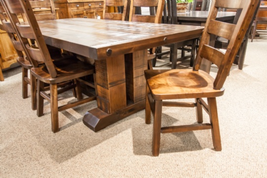 Wormy Maple Grimshaw Double Pedestal Table Mennonite Furniture Ontario at Lloyd's Furniture Gallery in Schomberg