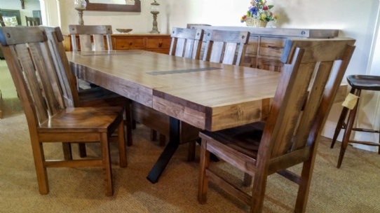 Millwright Beam Table with Hartwick Chairs Mennonite Furniture Ontario at Lloyd's Furniture Gallery in Schomberg
